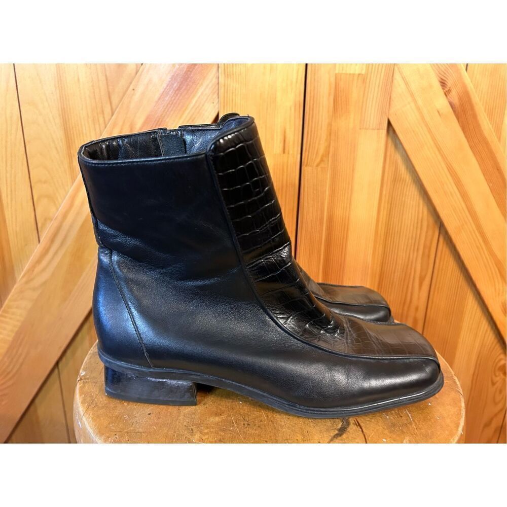 Rockport Womens Ankle Zip Boot Black Leather Size 8.5W
